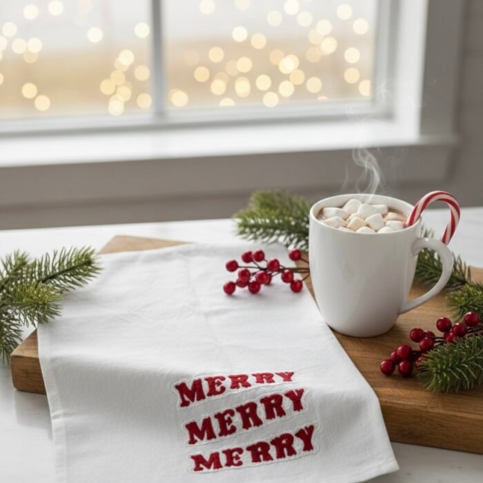 Merry Merry Merry Christmas Kitchen Towel