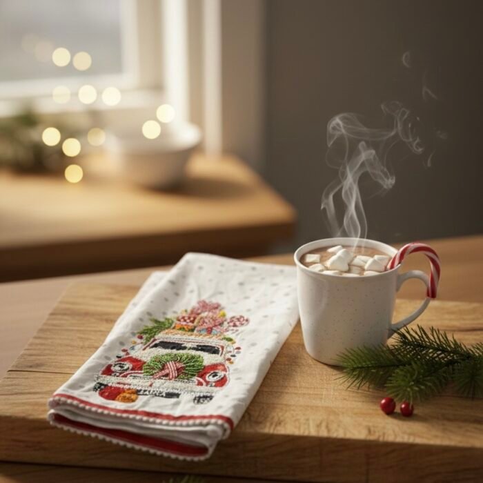 Vintage Christmas Truck Kitchen Towel